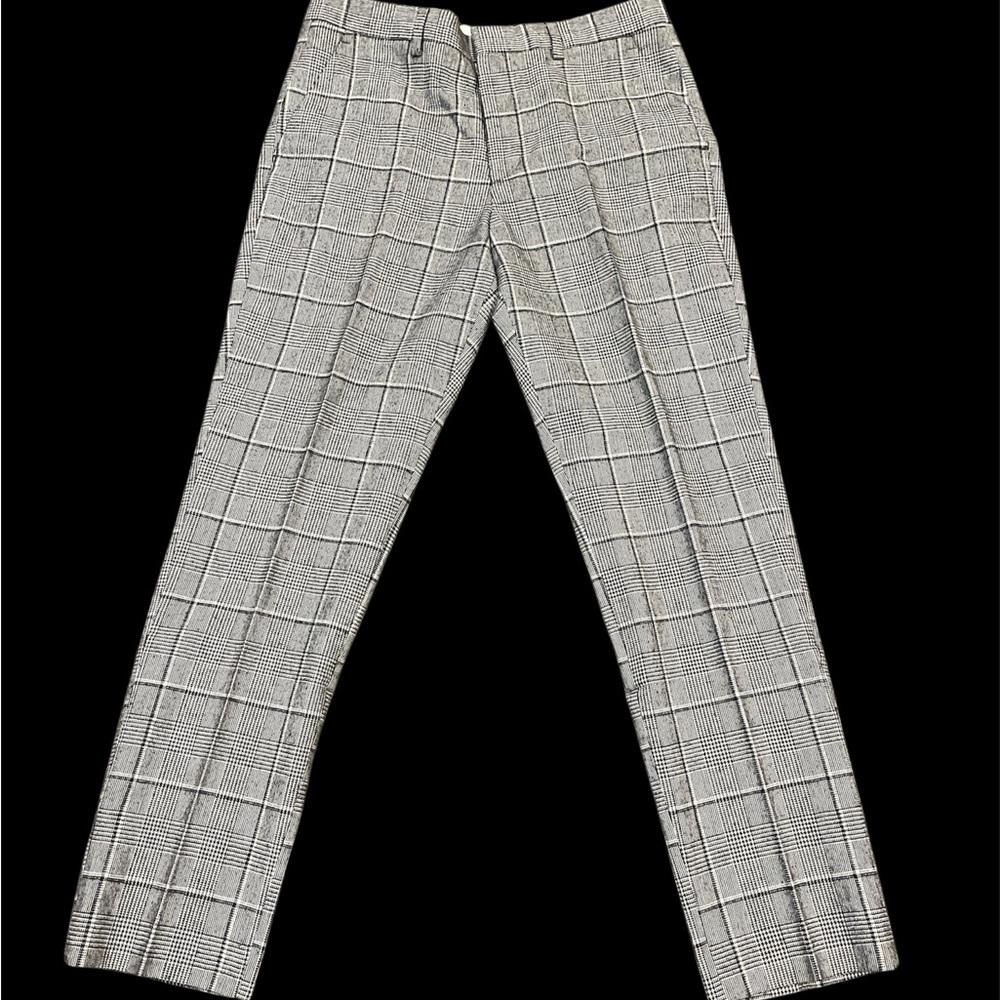 Express Men's Plaid Dress Pants - Black and White
